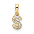 14K Diamond Letter S Initial with Bail Pendant
