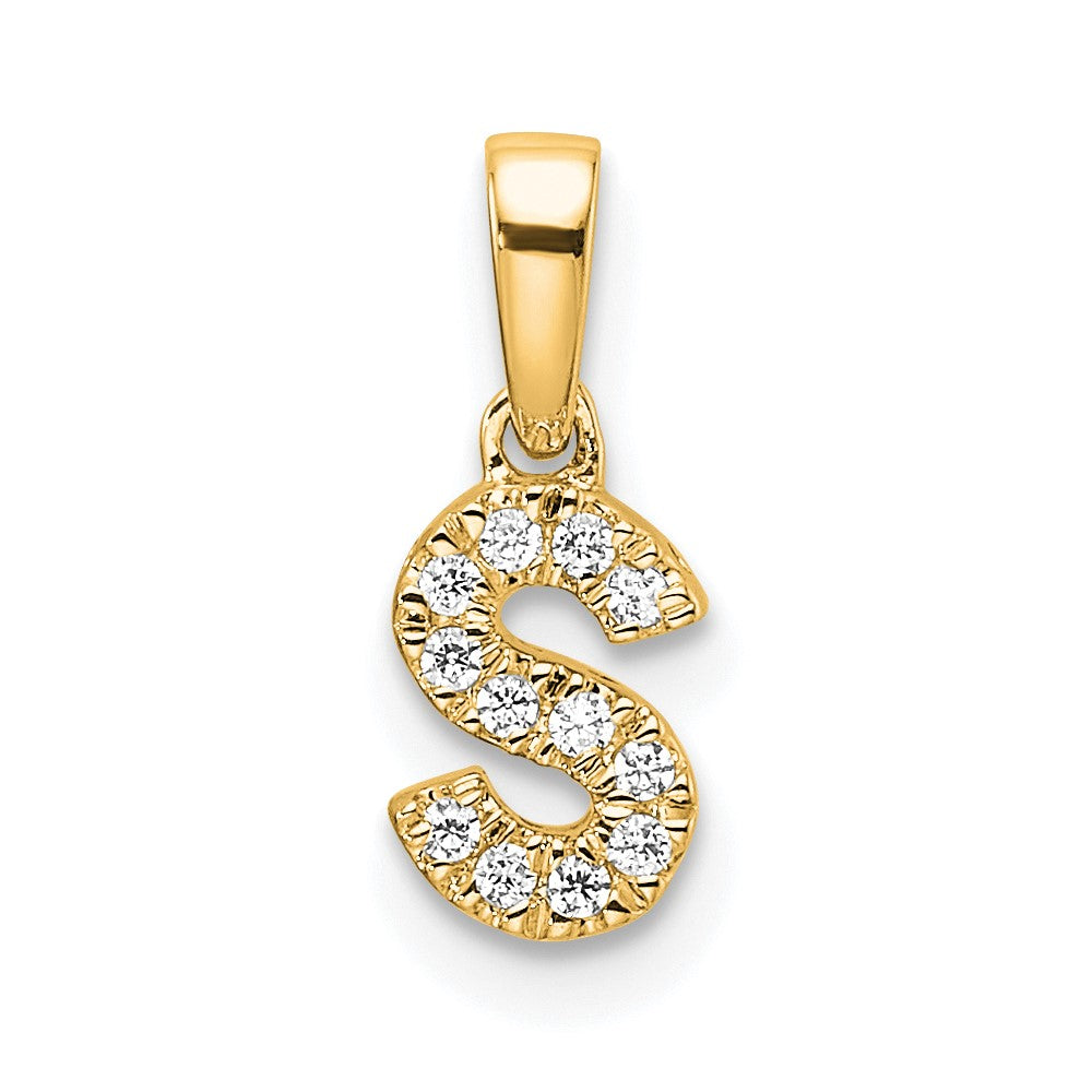 14K Diamond Letter S Initial with Bail Pendant