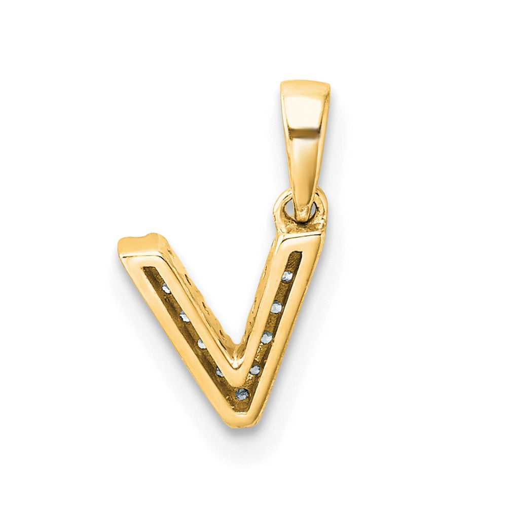10K Diamond Letter V Initial with Bail Pendant