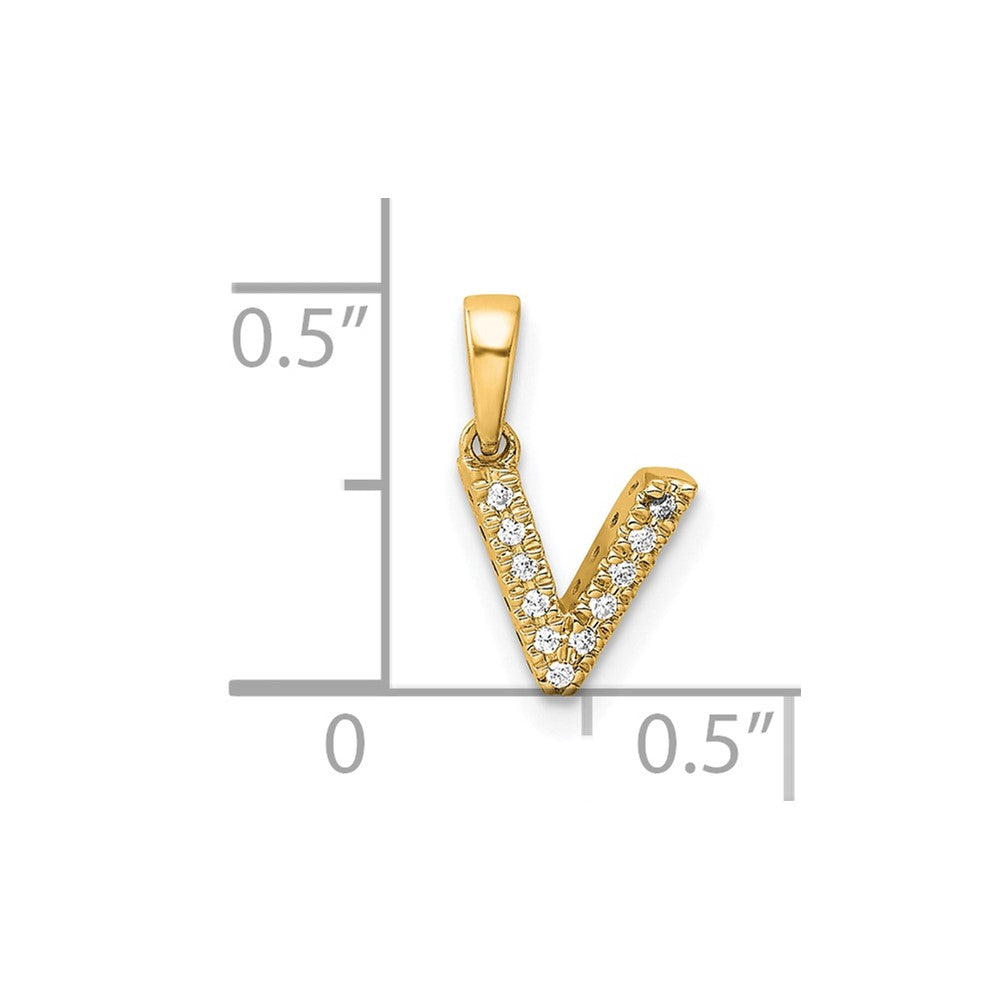 10K Diamond Letter V Initial with Bail Pendant