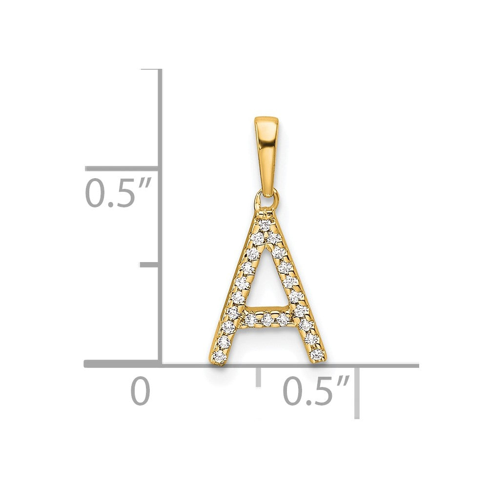 10K Diamond Letter A Initial Pendant