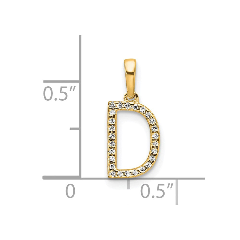 10K Diamond Letter D Initial Pendant