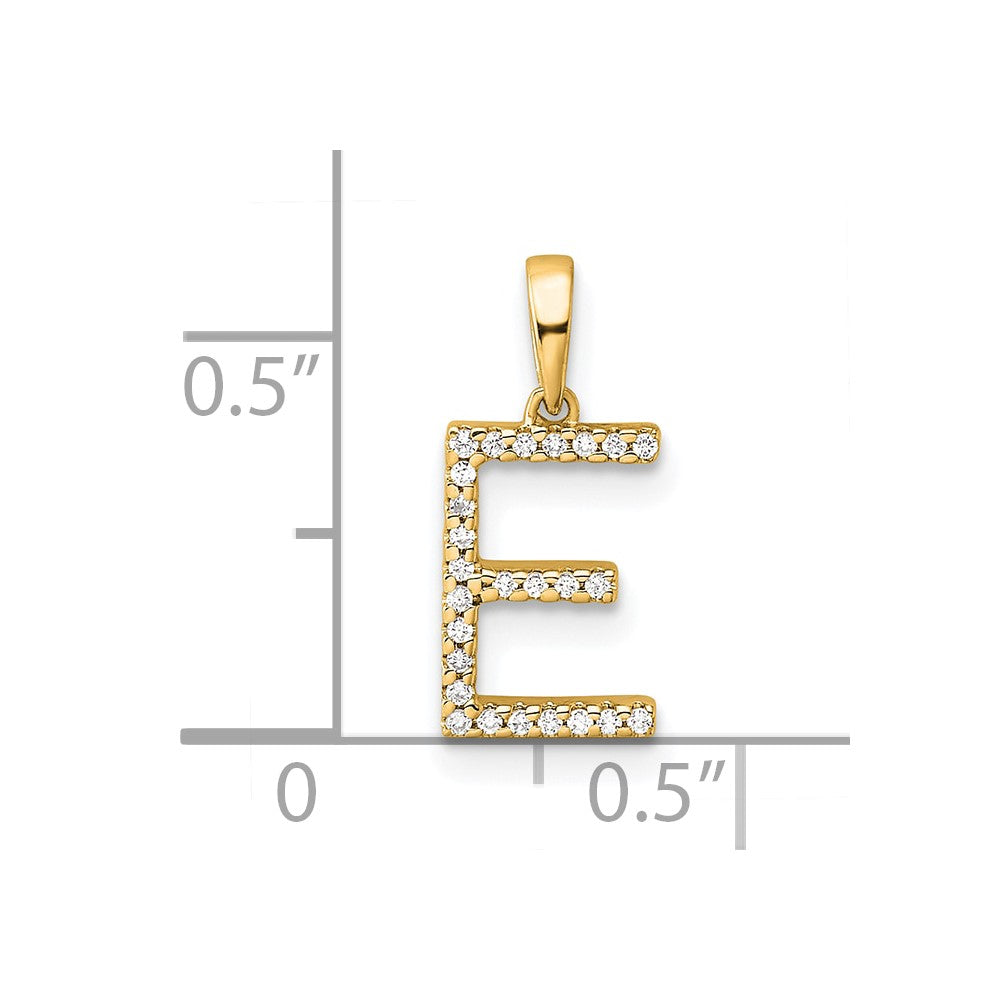 10K Diamond Letter E Initial Pendant