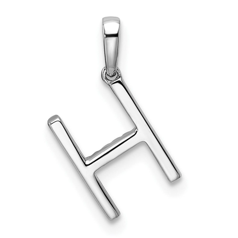 14K White Gold Diamond Letter H Initial Pendant