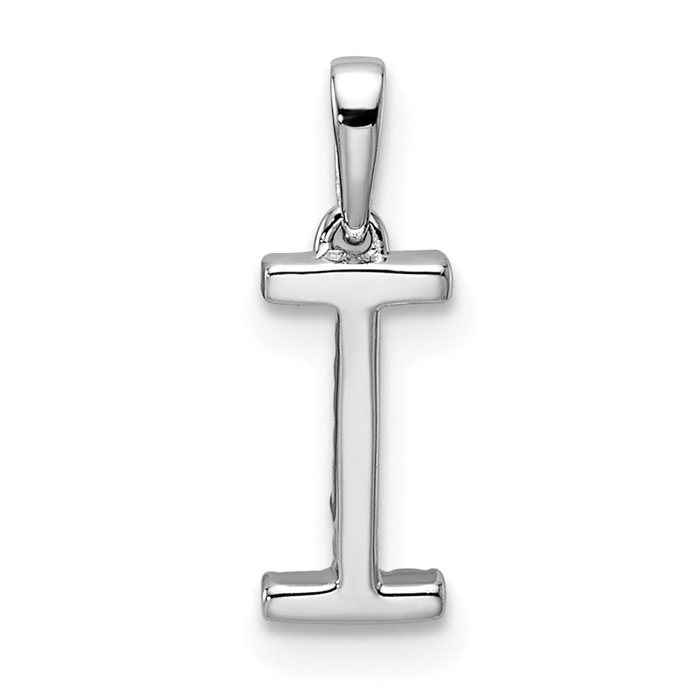 14K White Gold Diamond Letter I Initial Pendant