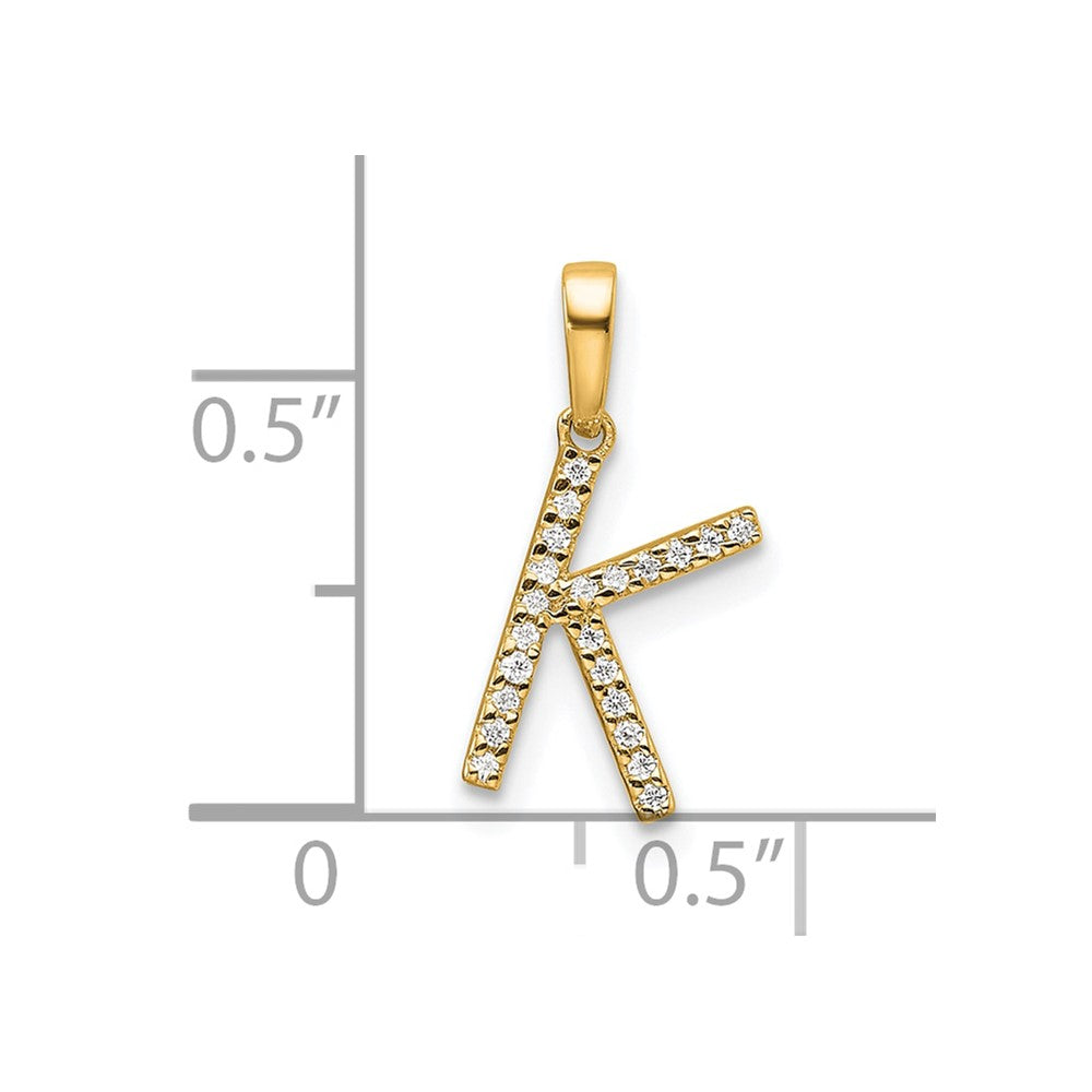 10K Diamond Letter K Initial Pendant