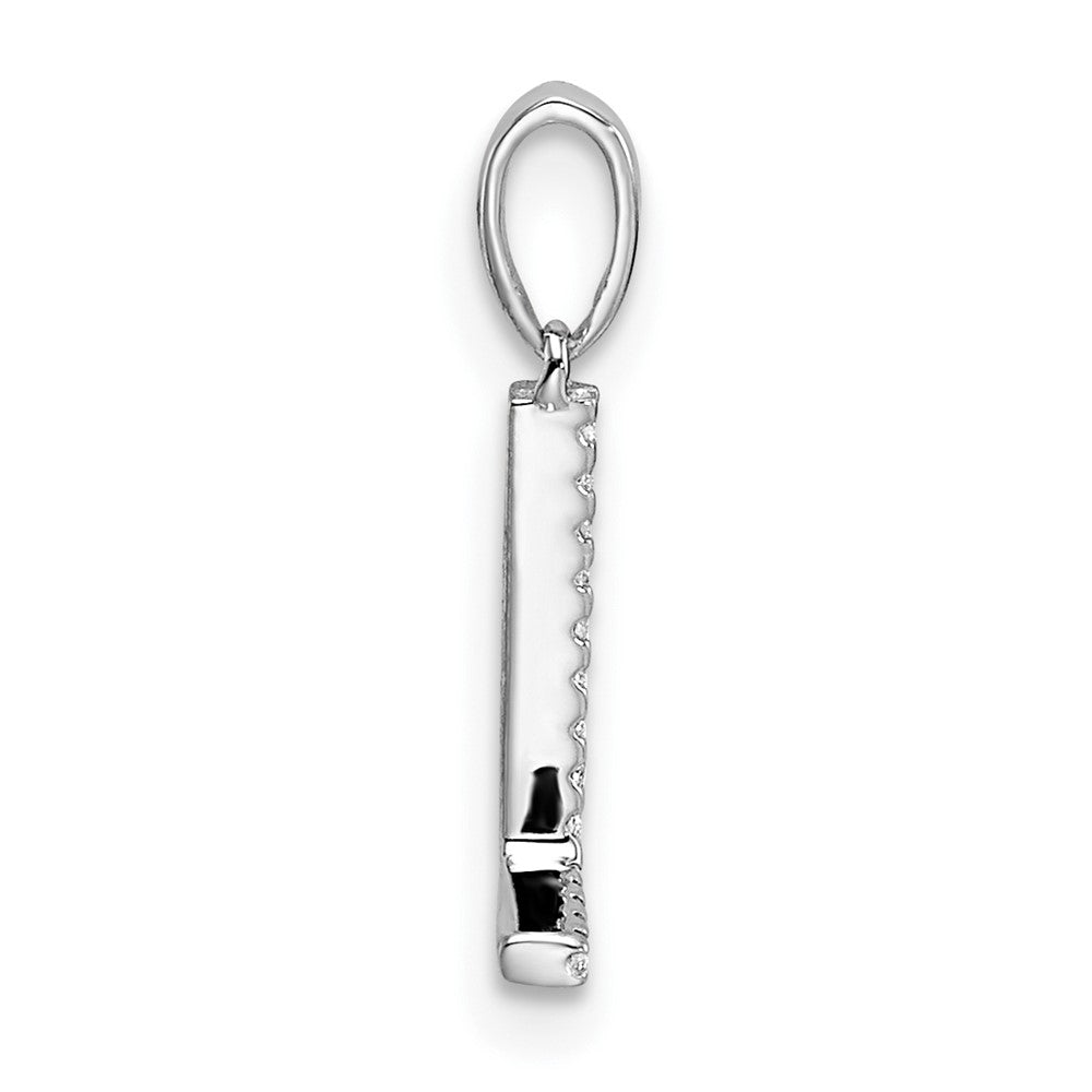 14K White Gold Diamond Letter L Initial Pendant