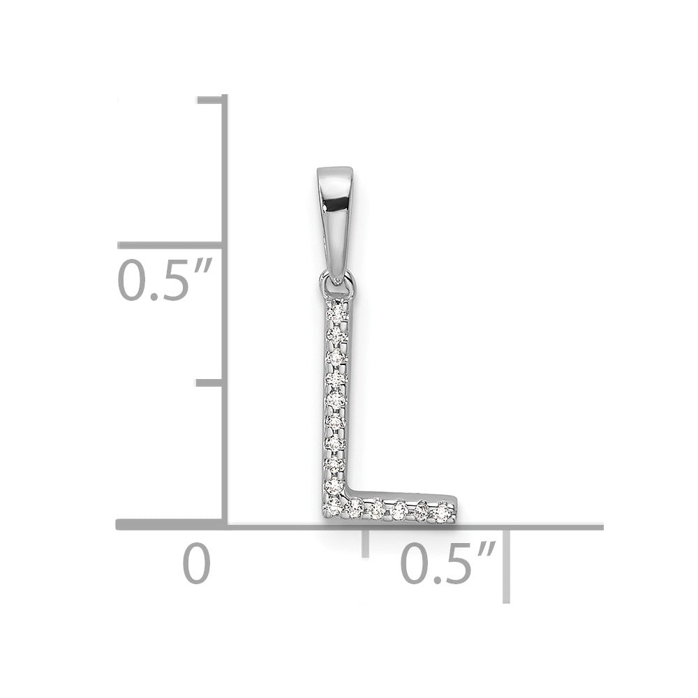 14K White Gold Diamond Letter L Initial Pendant