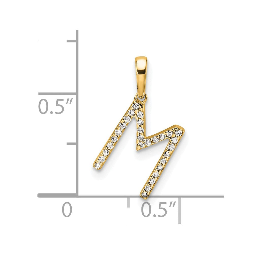 10K Diamond Letter M Initial Pendant