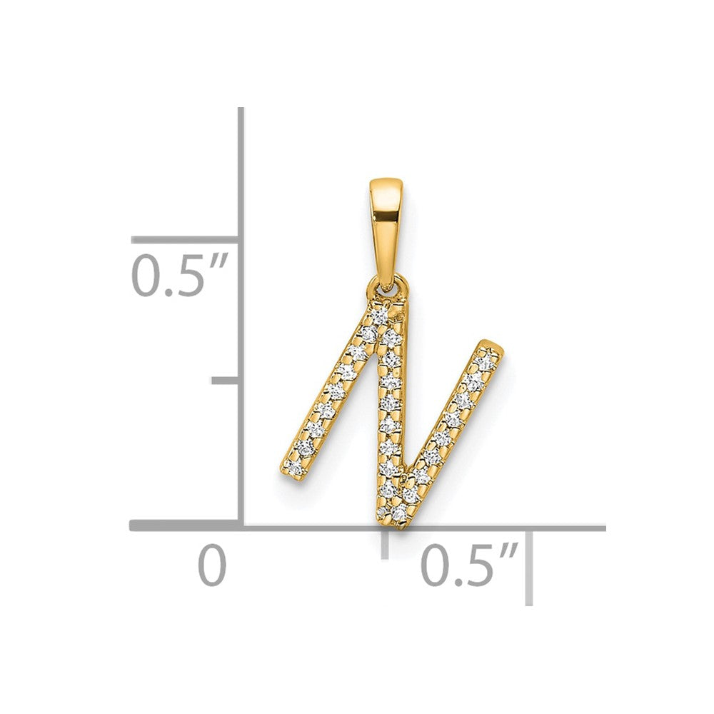 10K Diamond Letter N Initial Pendant