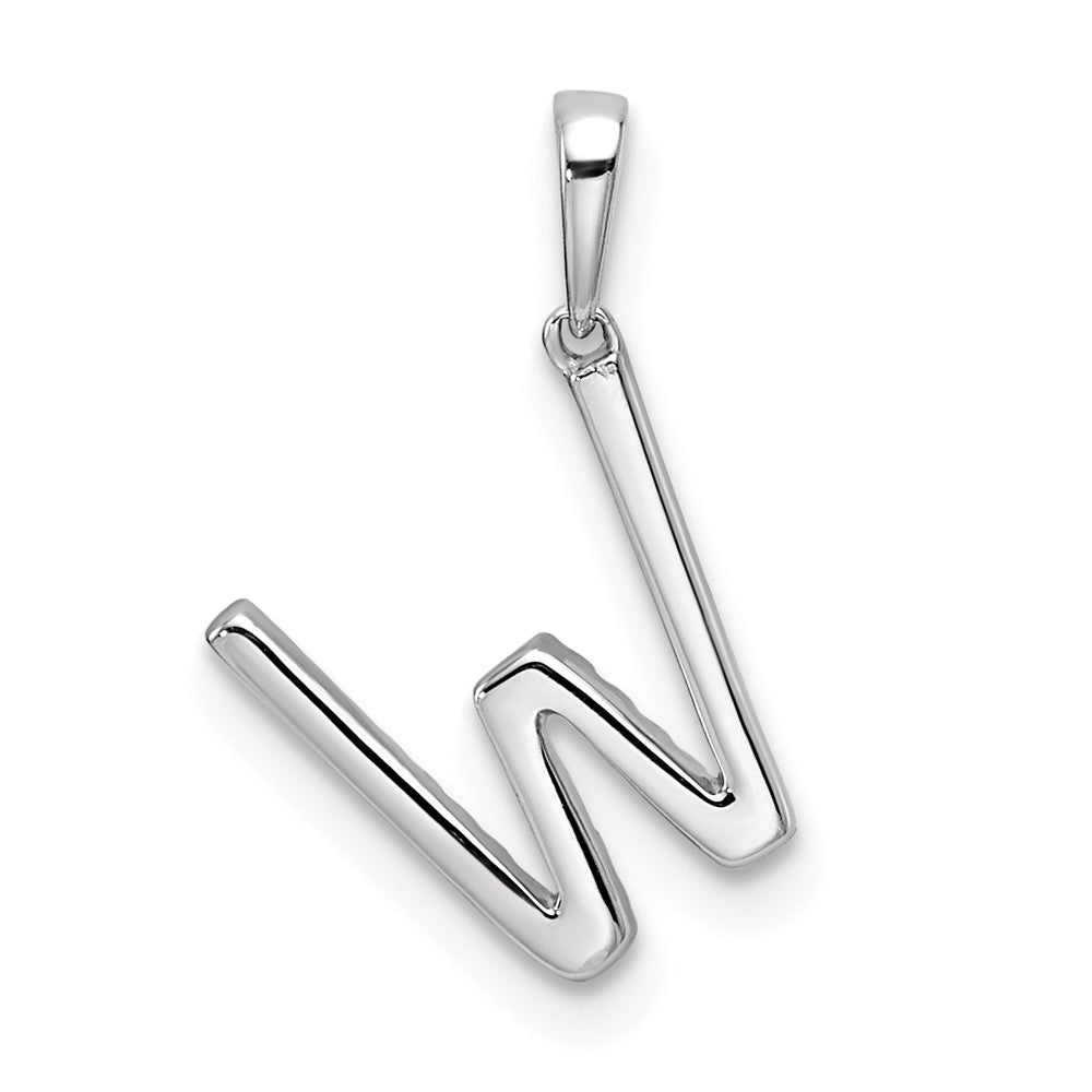 14K White Gold Diamond Letter W Initial Pendant