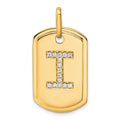 14K Diamond Initial I Dog Tag Charm
