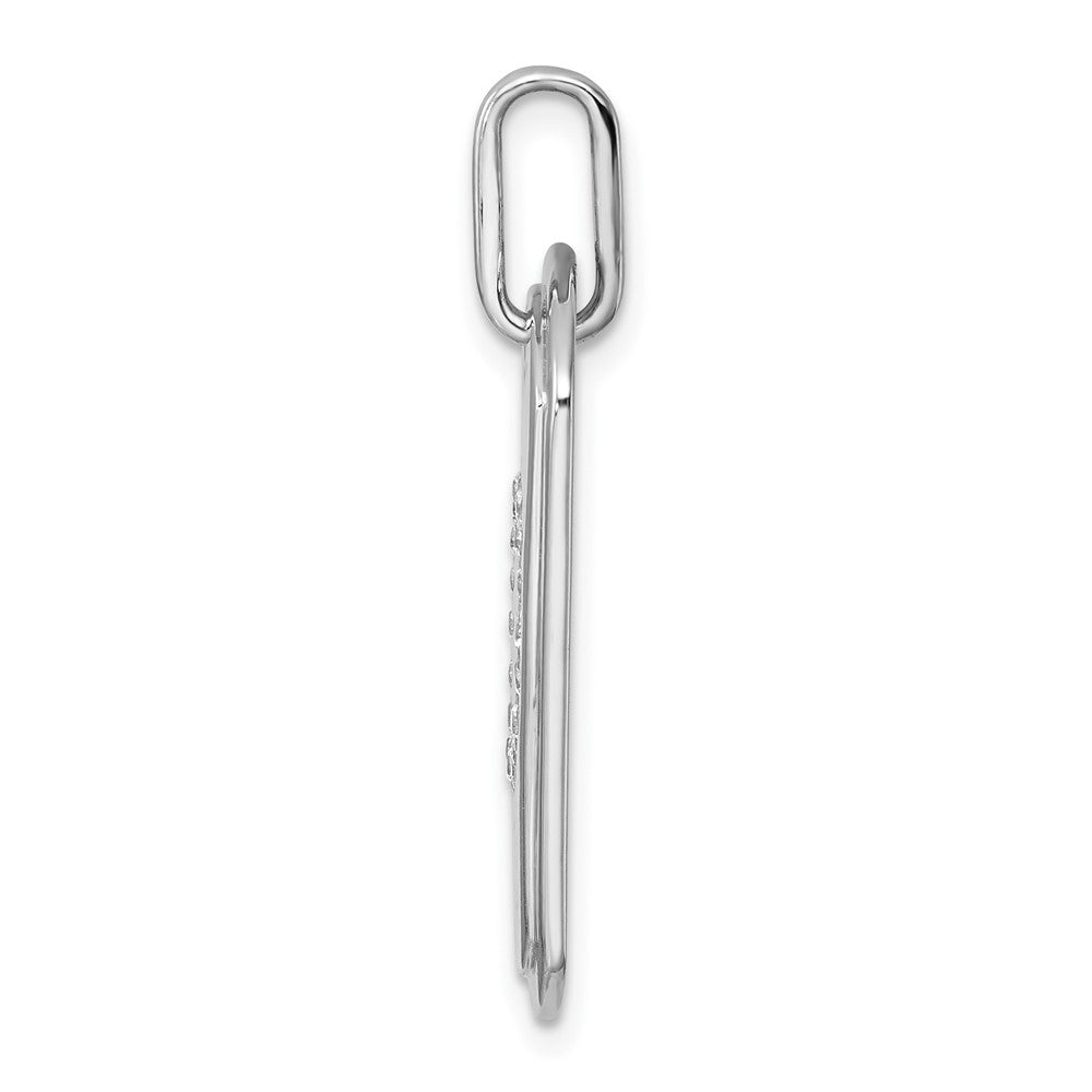 14K White Gold Diamond Initial O Dog Tag Charm