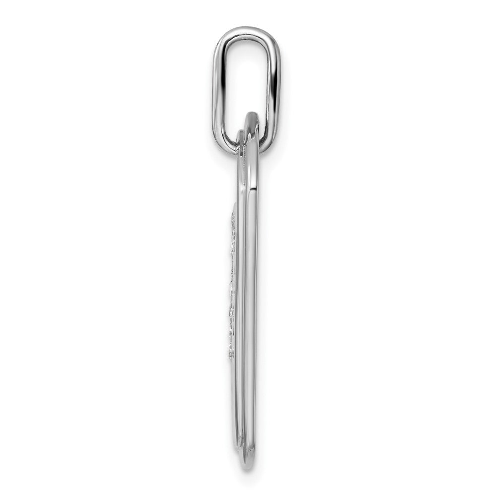 14K White Gold Diamond Initial T Dog Tag Charm
