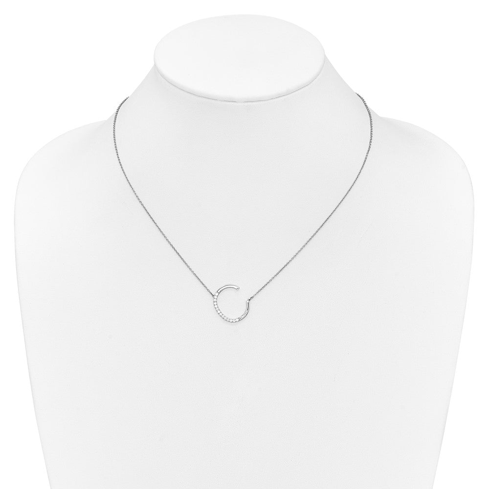 14K White Gold Sideways Diamond Initial C Necklace
