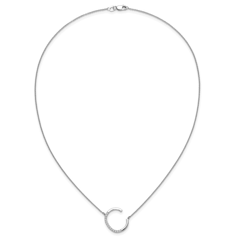 14K White Gold Sideways Diamond Initial C Necklace