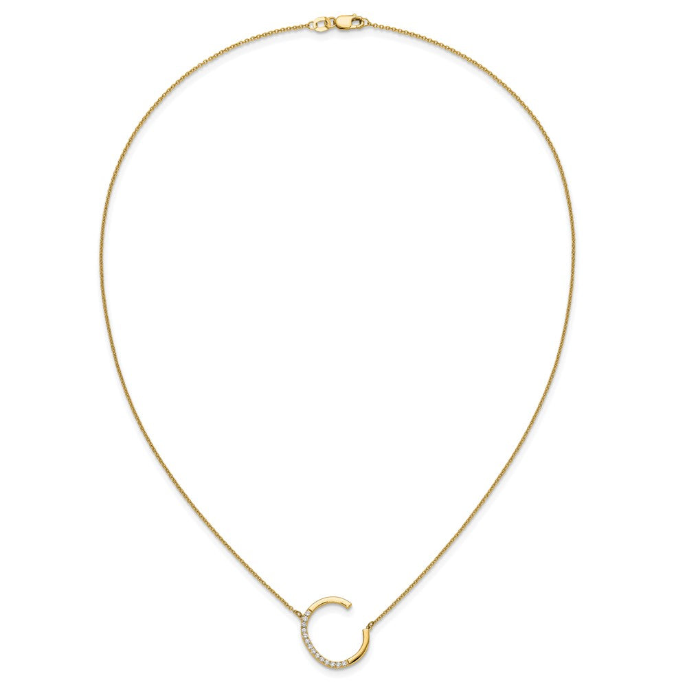14K Sideways Diamond Initial C Necklace
