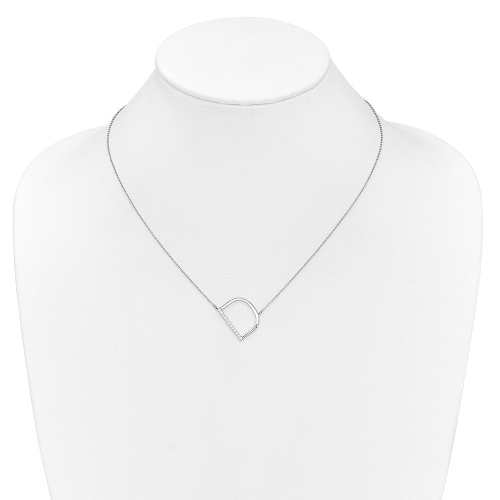 14K White Gold Sideways Diamond Initial D Necklace