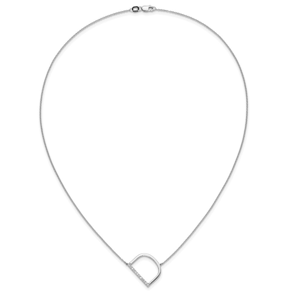14K White Gold Sideways Diamond Initial D Necklace