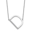 14K White Gold Sideways Diamond Initial D Necklace