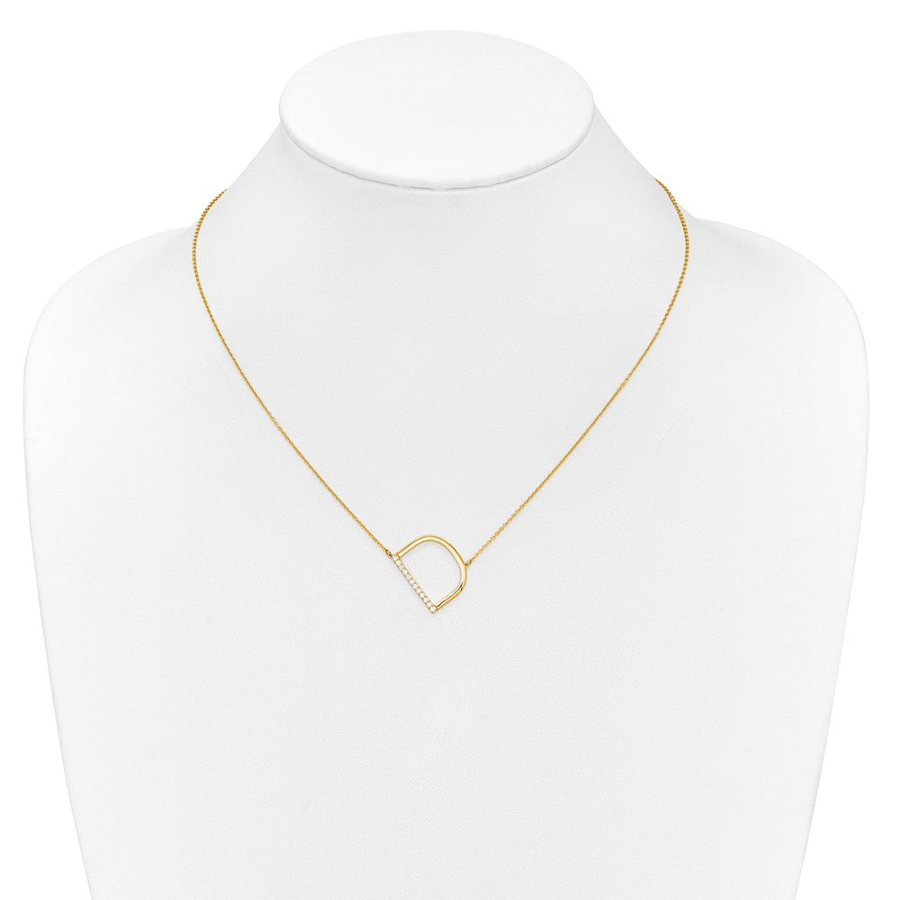 14K Sideways Diamond Initial D Necklace