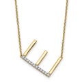 14K Sideways Diamond Initial E Necklace