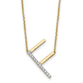 14K Sideways Diamond Initial F Necklace