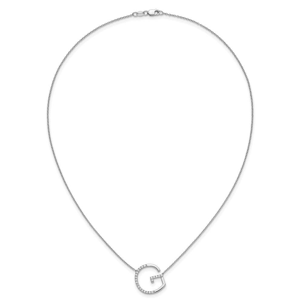 14K White Gold Sideways Diamond Initial G Necklace