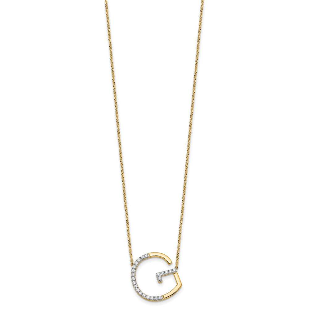 14K Sideways Diamond Initial G Necklace