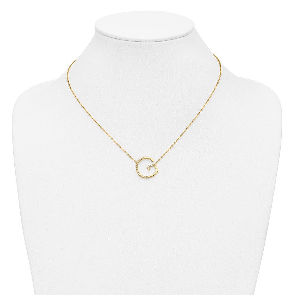 14K Sideways Diamond Initial G Necklace