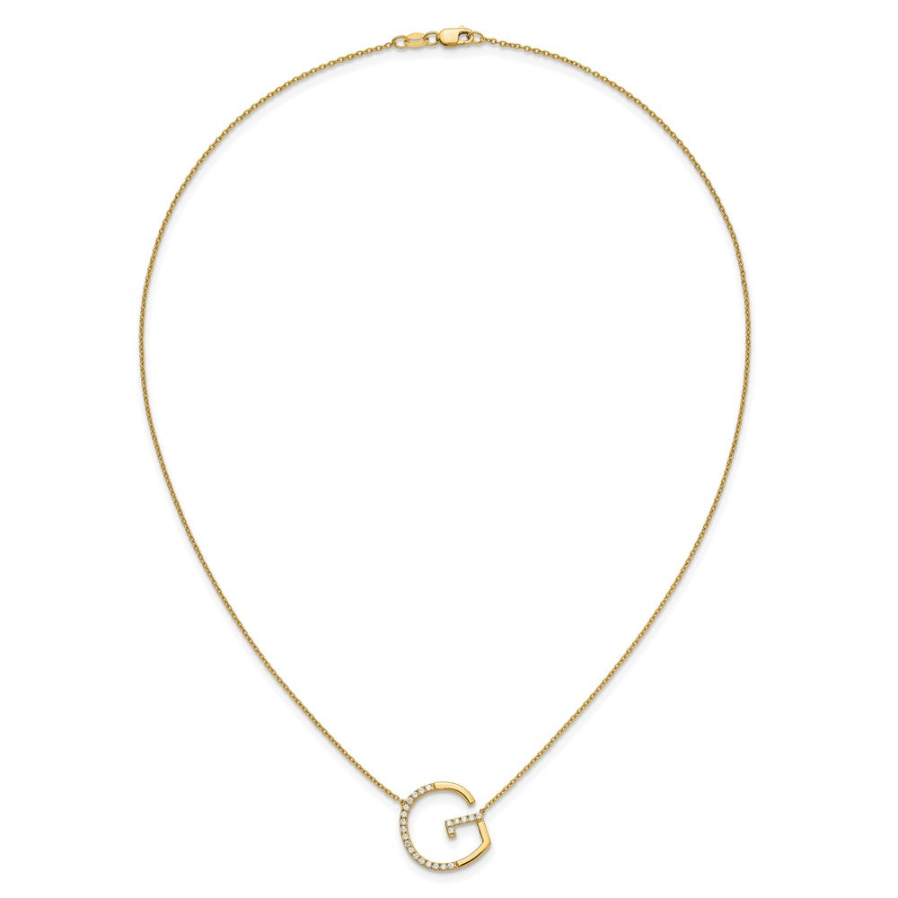 14K Sideways Diamond Initial G Necklace