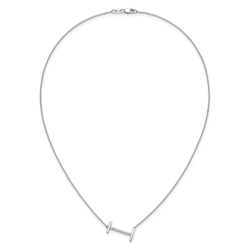 14K White Gold Sideways Diamond Initial I Necklace