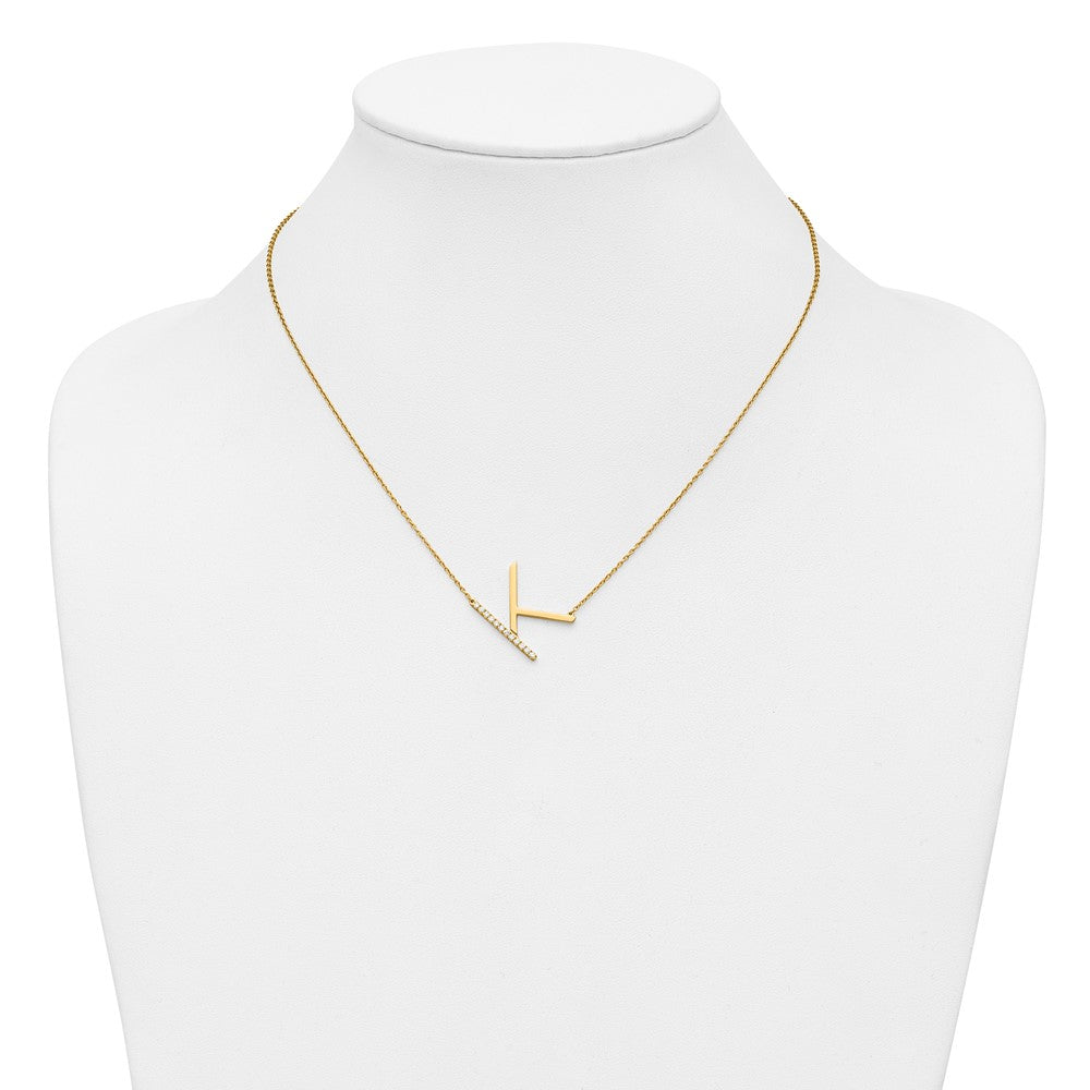 14K Sideways Diamond Initial K Necklace