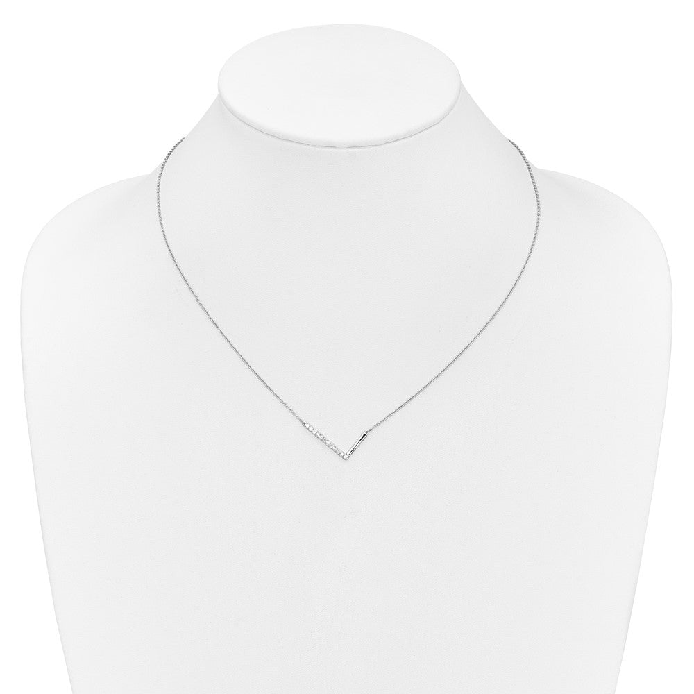14K White Gold Sideways Diamond Initial L Necklace