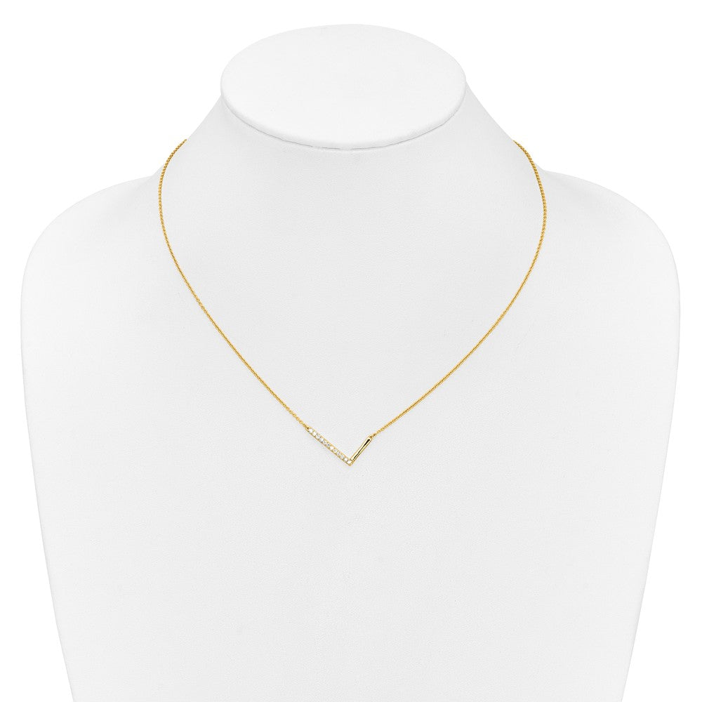 14K Sideways Diamond Initial L Necklace