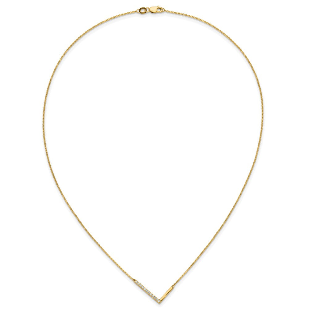14K Sideways Diamond Initial L Necklace