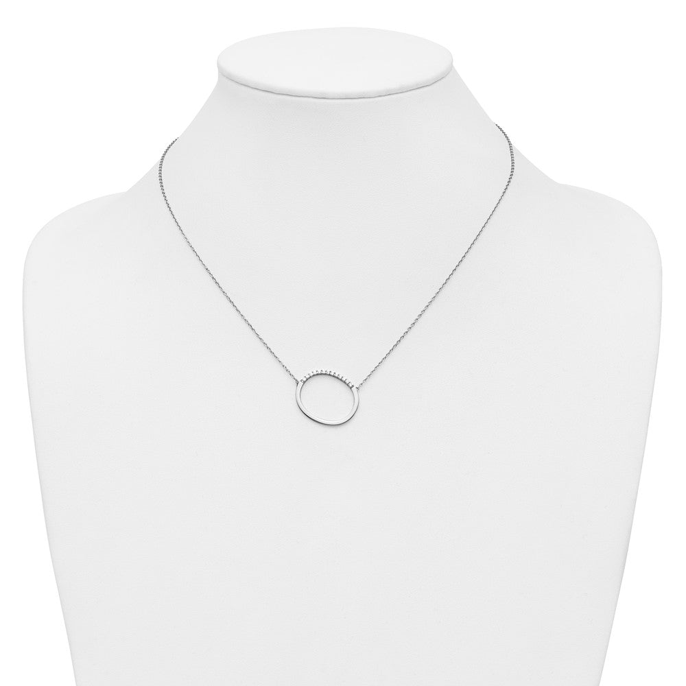 14K White Gold Sideways Diamond Initial O Necklace