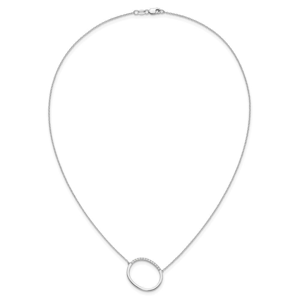 14K White Gold Sideways Diamond Initial O Necklace