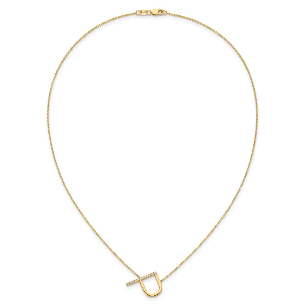 14K Sideways Diamond Initial P Necklace