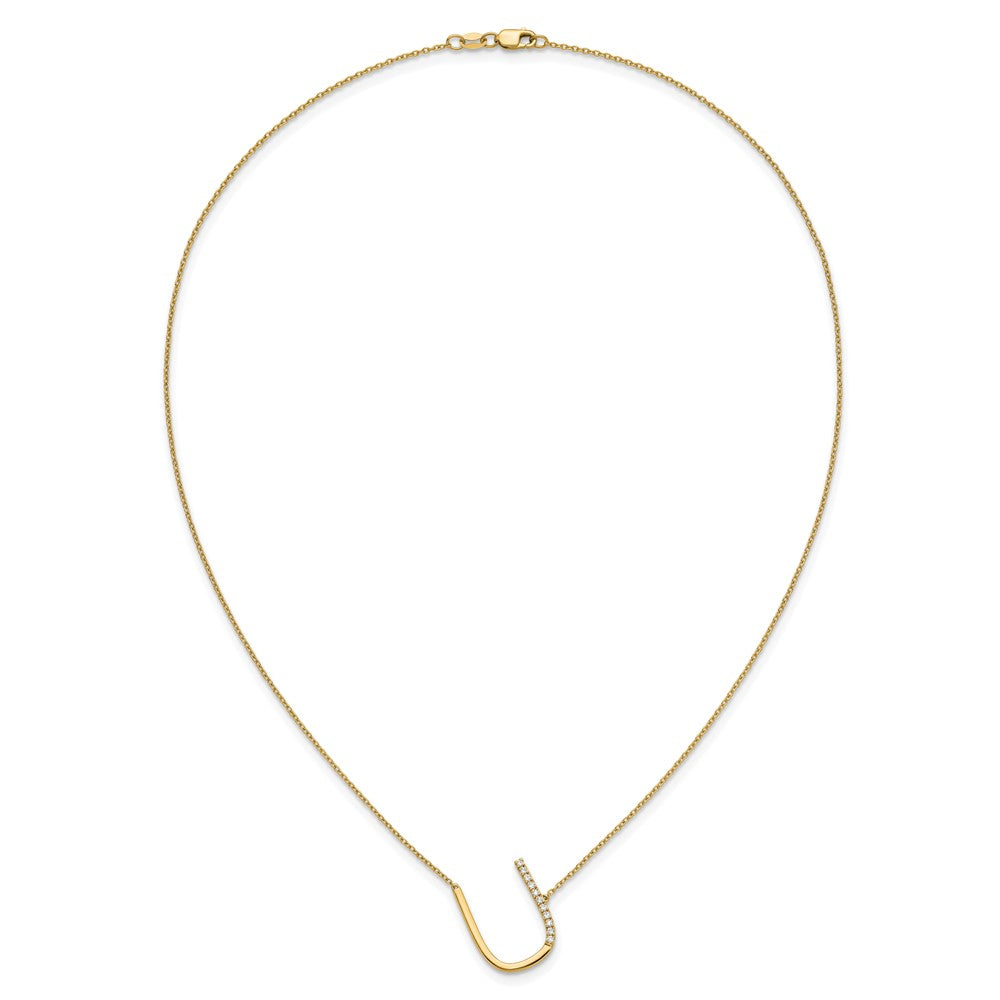 14K Sideways Diamond Initial U Necklace