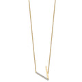 14K Sideways Diamond Initial V Necklace