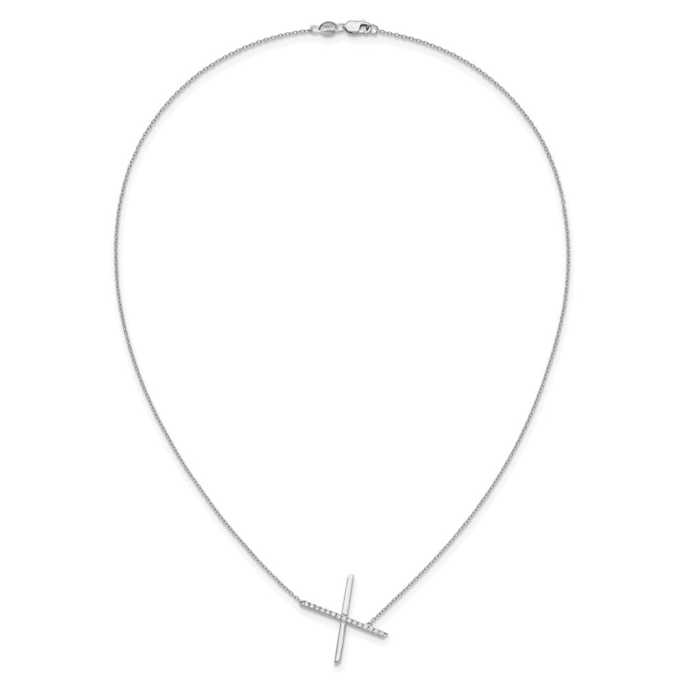 14K White Gold Sideways Diamond Initial X Necklace