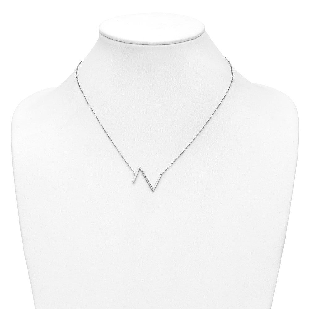 14K White Gold Sideways Diamond Initial Z Necklace