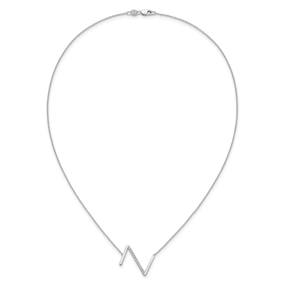14K White Gold Sideways Diamond Initial Z Necklace