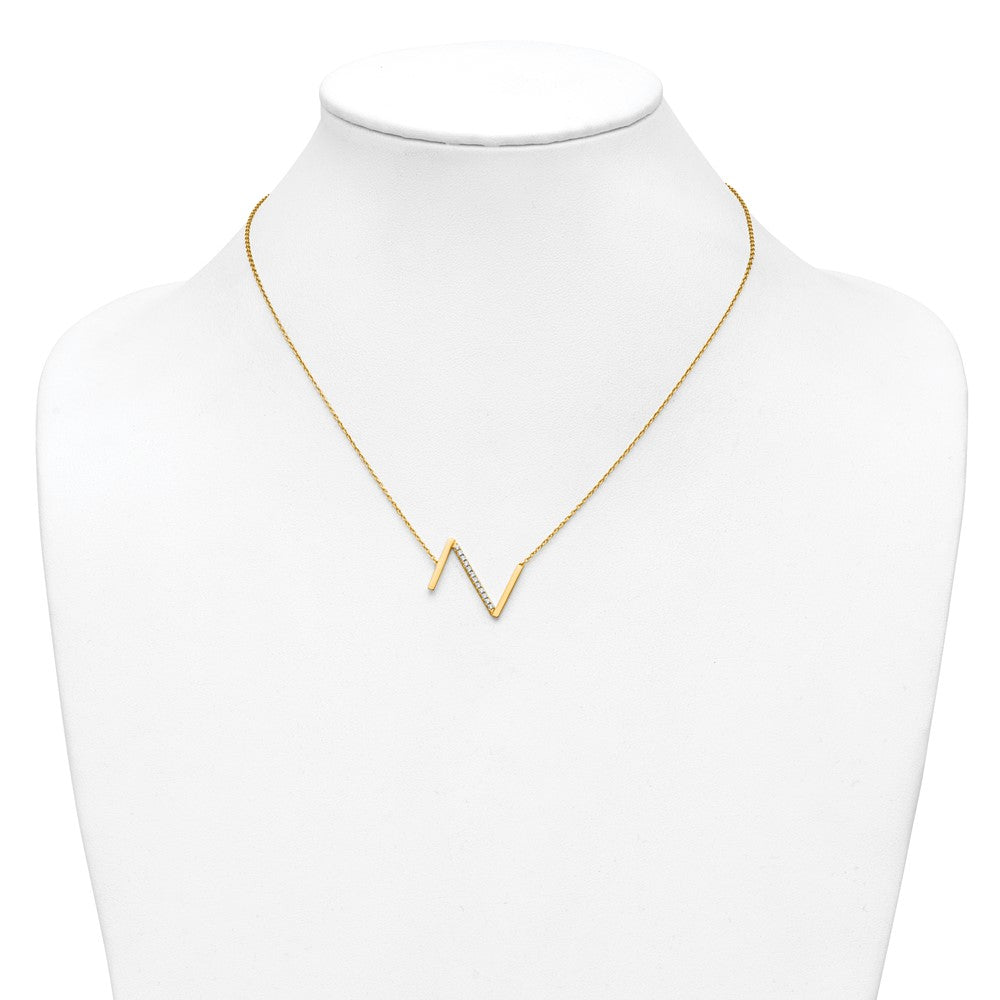 14K Sideways Diamond Initial Z Necklace