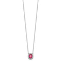 14k White Gold Diamond and Oval Ruby 18 inch Necklace