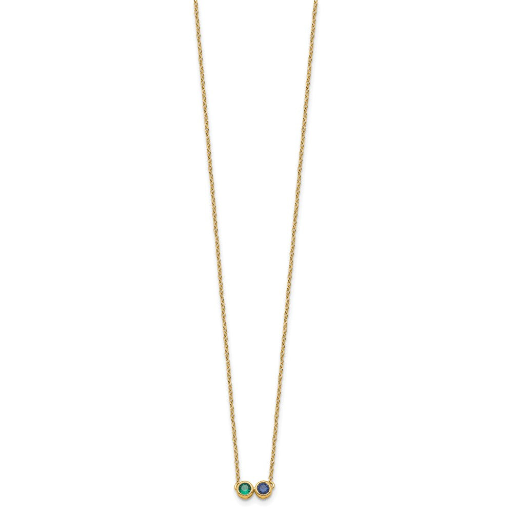14K 2 Genuine Birthstone Complete Family Necklace