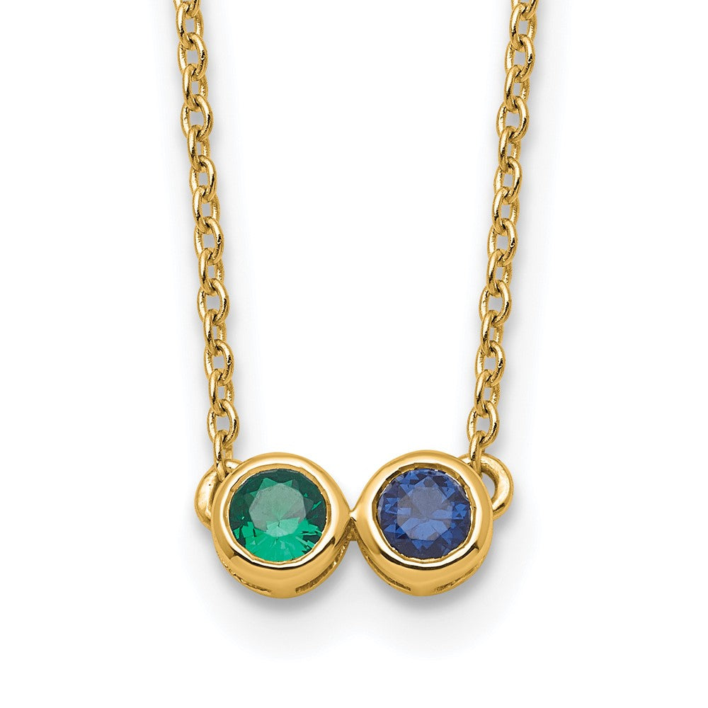 14K 2 Genuine Birthstone Complete Family Necklace