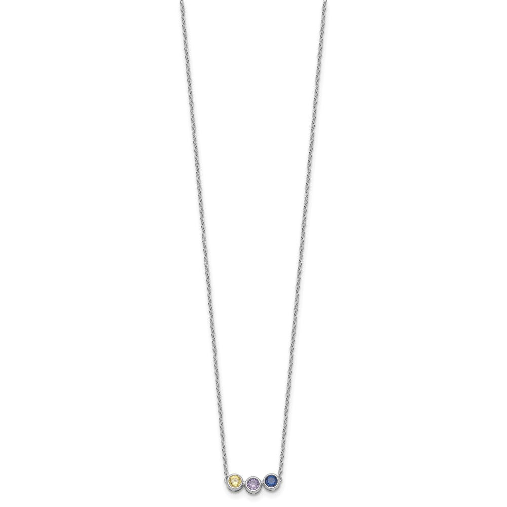 14KW 3 Synthetic Birthstone Complete Family Necklace