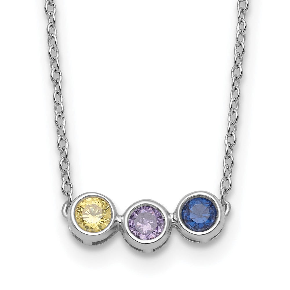 14KW 3 Synthetic Birthstone Complete Family Necklace